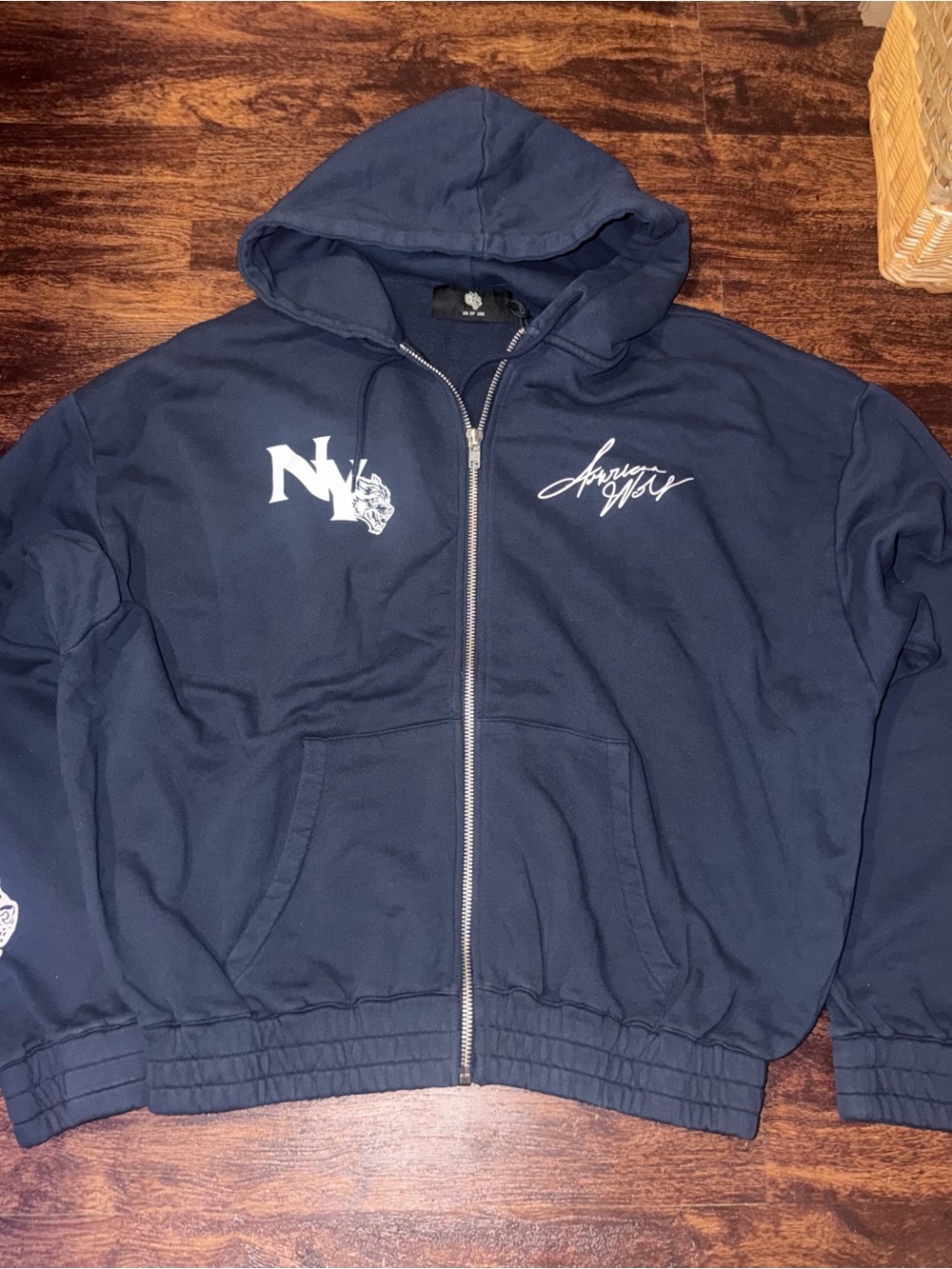 Darc Sport NY Wolf Chambers Zip Hoodie Medium Oversized Navy NWT Heavyweight